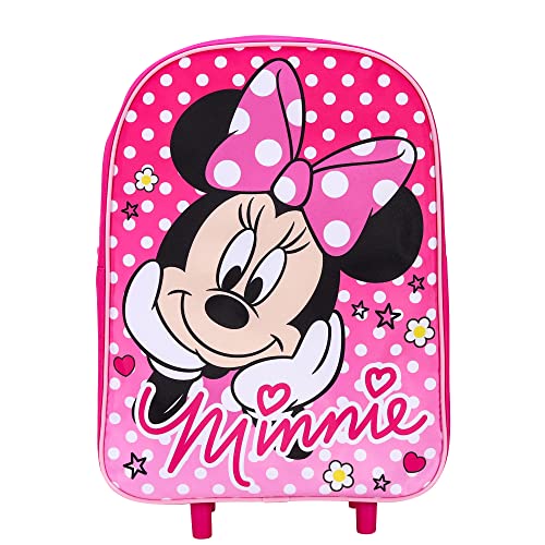 Kinder Standard Faltbarer Trolley Handgepäck Rucksack für Schule Reisen Urlaub, Minnie Maus, Kinder-Trolley Handgepäck Tasche