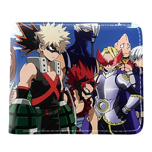 RYNDEX My He-ro Academ-ia Anime Geldbeutel, Bi-Fold Portemonnaie Klein, Kunstleder Geldbörse Brieftasche Wallet, für Kinder Fans(Color:Multicolor 12)