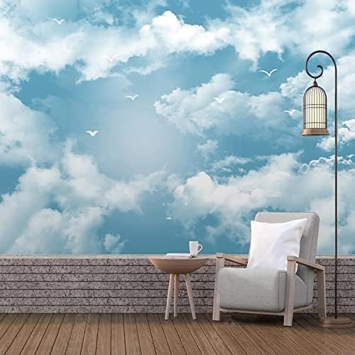 XLMING Blauer Himmel, Weiße Wolken, Möwen 3D Tapete Home Dekoration Wohnzimmer Sofa Schlafzimmer Tv Hintergrund Wand-200cm×140cm