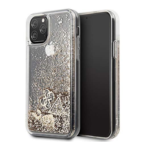 Guess Handyhülle für iPhone 11 Pro Hard Case PC/TPU Liquid Glitter mit Charm Gold | Easy Snap On | Drop Protection Case | Offiziell lizenziert