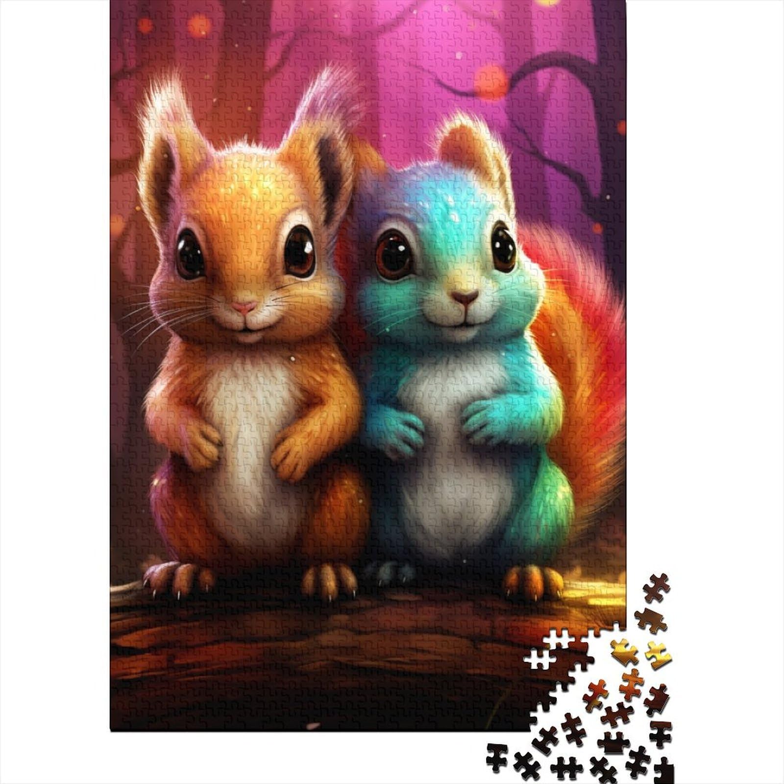 Art Niedliches Eichhörnchen-Holzpuzzle, Holzpuzzle 1000 Teile für Erwachsene, Schwierige Puzzles, Lernspiele, Heimdekorationspuzzle. 29,53x19,69 Zoll