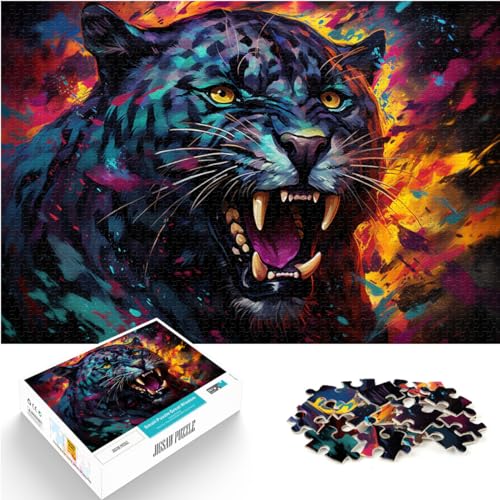 Puzzle für Schwarzer Panther, Tier-Puzzle, 1000 Teile, Holzpuzzle, Familienspiel, Stressabbau, schwieriges Herausforderungspuzzle, 1000 Teile (50 x 75 cm)