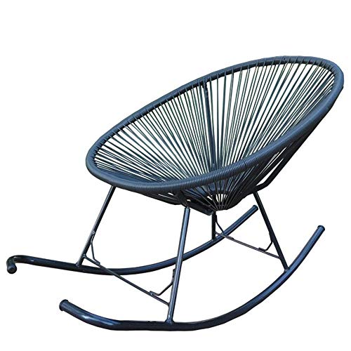 KLLJHB Schaukelstuhl Schaukelstuhl Seniorenstuhl Erwachsenenstuhl Mittagspausenstuhl Schaukelstuhl Stuhl Rattanstuhl Balkon Freizeitstuhl Loungesessel, Mittel, Blau (Weiß Mittel)