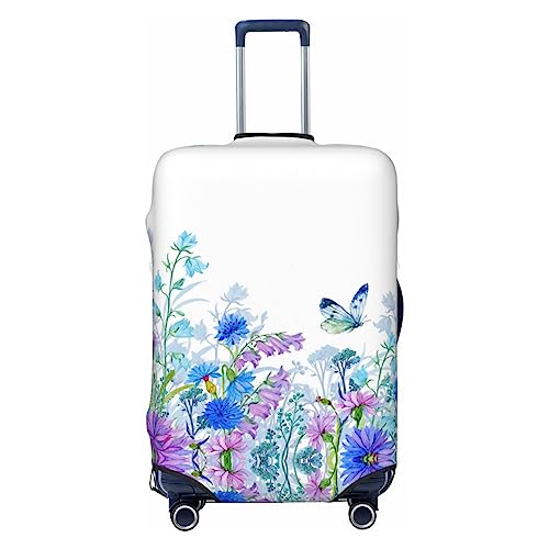 Miniks Reisegepäckhülle mit Libelle und Blumen, strapazierfähig, passend für 45,7 - 81,3 cm große Gepäckstücke, Größe XL, Schwarz, X-Large