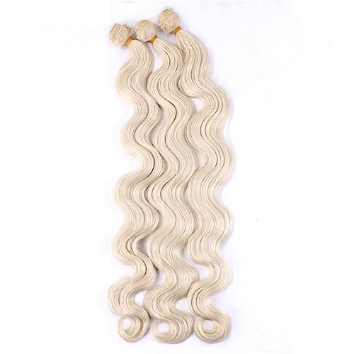 Human Hair Bundles 26 Zoll lange gewellte Haarbündel aus synthetischem, hitzebeständigem, schwarzbraunem, blondem Haar, Webverlängerung human hair weave(Color:613 blonde)