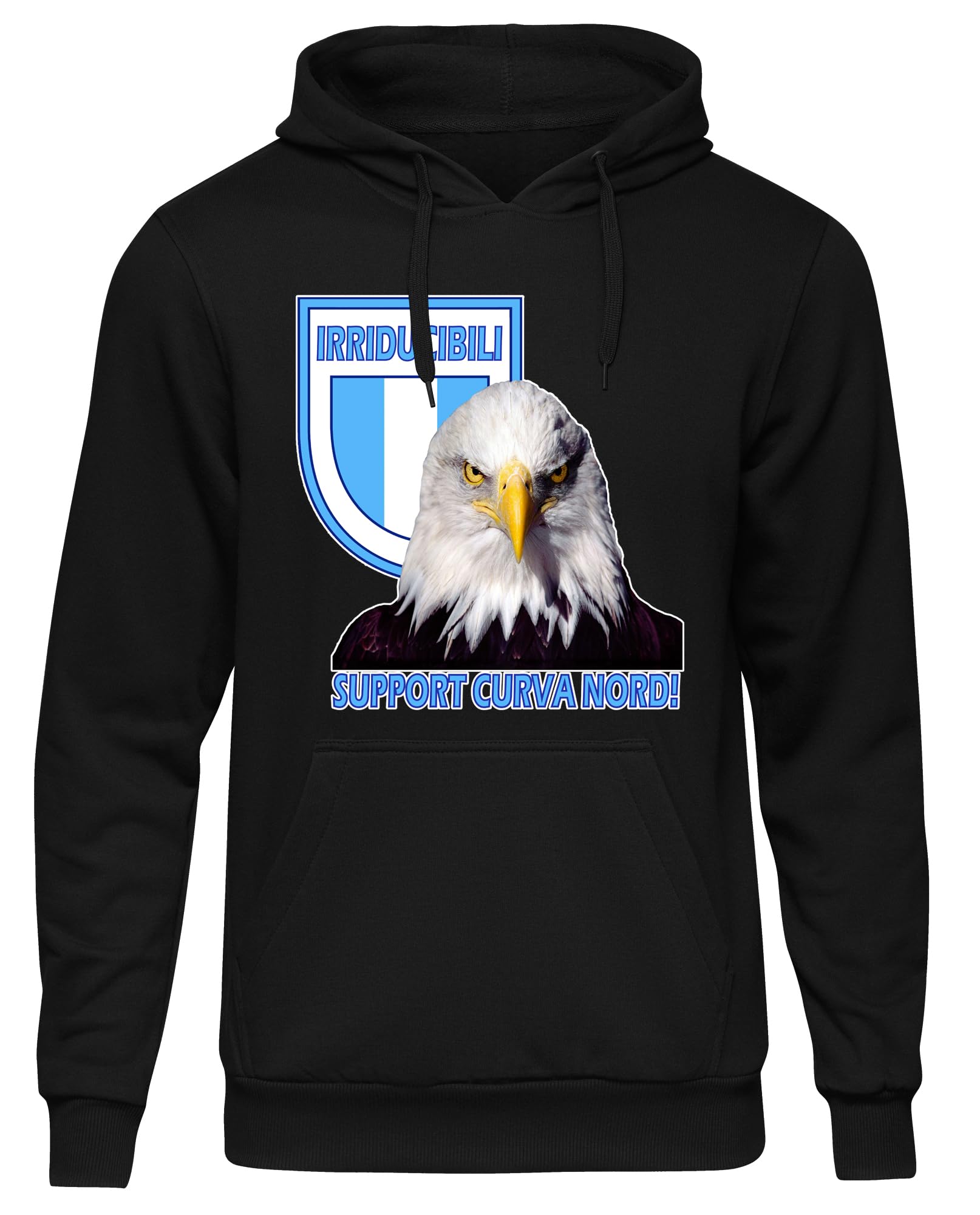 UGLYSHIRT Irriducibili Lazio Herren Kapuzenpullover | Italien Pullover Sport Trikot Rom Ultras Curva Nord Hoodie | M6 Schwarz (M)