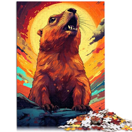 Puzzle für farbiges Murmeltier. Puzzle für Erwachsene, 1000-teiliges Holzpuzzle, anspruchsvoll zu vervollständigen, aber unterhaltsam und humorvoll. 1000 Teile (50 x 75 cm)