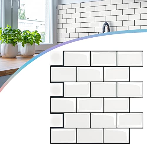 HENGMEI Fliesenaufkleber Küche Tile Stickers 3D Selbstklebende Fliesen Klebefolie Wandaufkleber für Bathroom Deckenplatten Kitchen, 30 Blätter, Type E