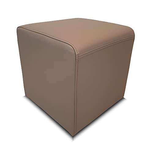 Quattro Meble Dunkelbeige Farbe Mocca Hocker viele Größen Echtleder Sitzhocker Rindsleder Sitzwürfel Fußhocker Polsterhocker Echt Leder Puff (45 x 45 x H-40 cm)