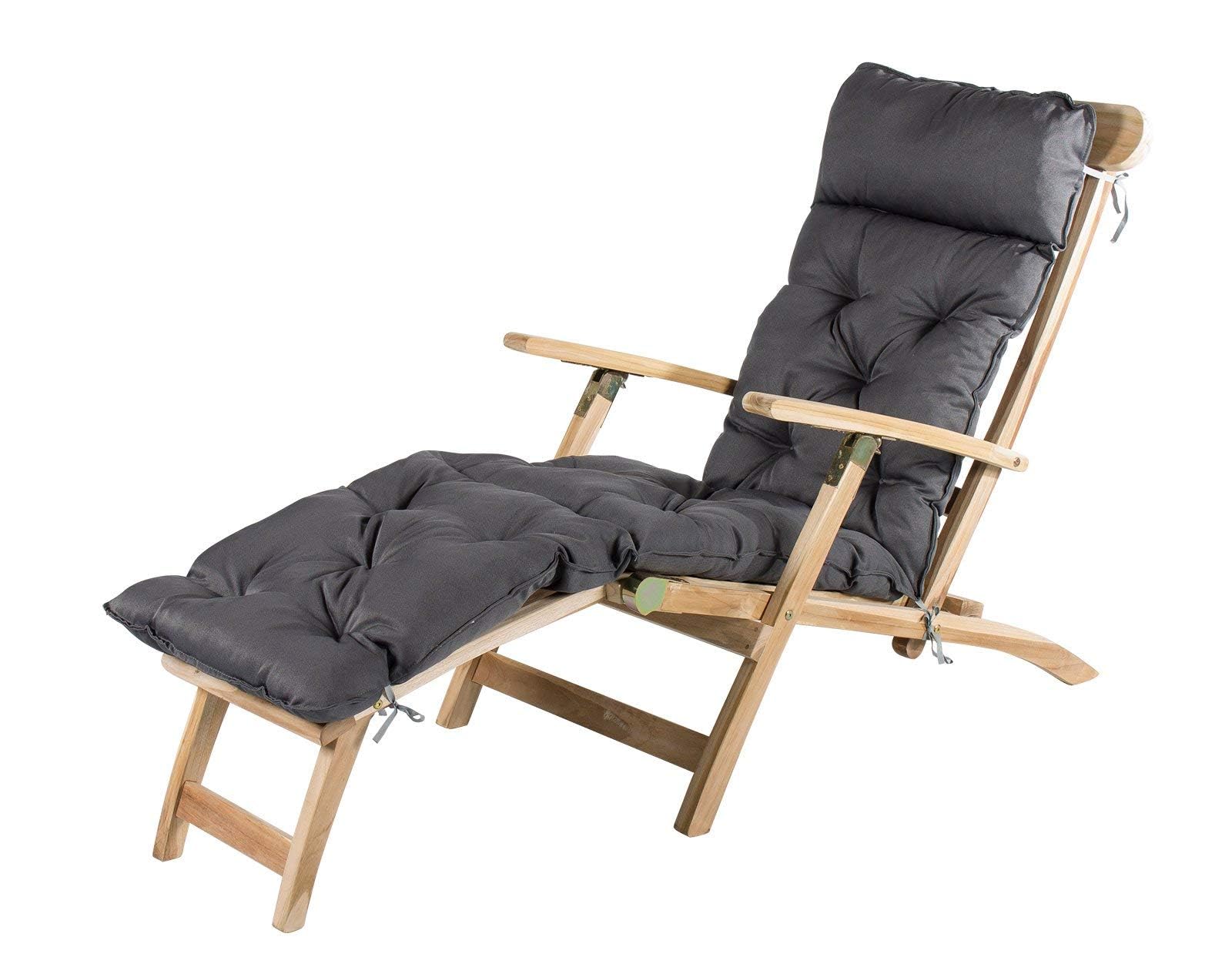 Ambientehome Deckchair, ca. 195 x 49 x 10 cm, Polsterauflage, Kissen, Grau, 20070 Auflage