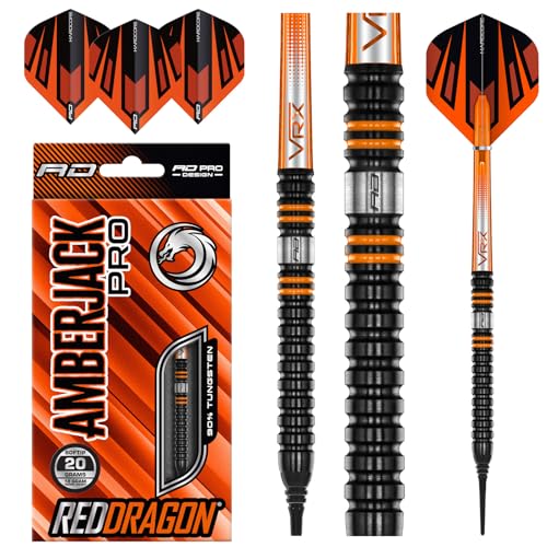 RED DRAGON Amberjack Pro 1 18 Gramm Softip Premium Tungsten Darts Set mit Flights und Stielen