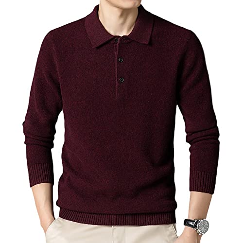 BANLUX Herren Pullover - Herbst Und Winter Kaschmir Revers Knöpfe Pullover Herren Polo-Ausschnitt Pullover Einfarbig Weicher Und Bequemer Pullover Rückenpullover, Style D, XL