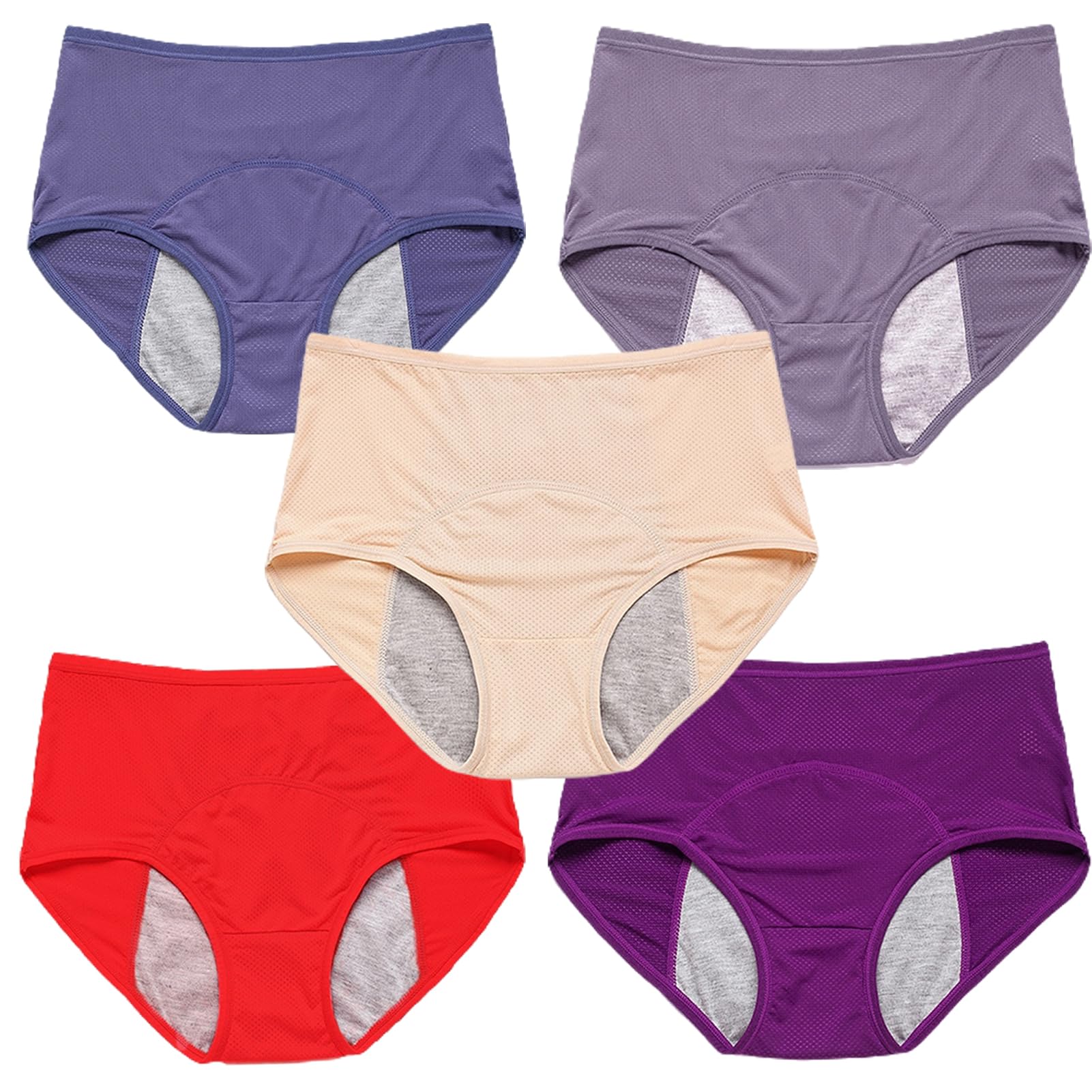 5er Pack Inkontinenz Unterwäsche Damen Hohe Taille Unterhosen Frauen Pantys Mehrpack Damen Baumwolle Slip Auslaufsichere Unterwäsche Unterhosen (B 8XL)