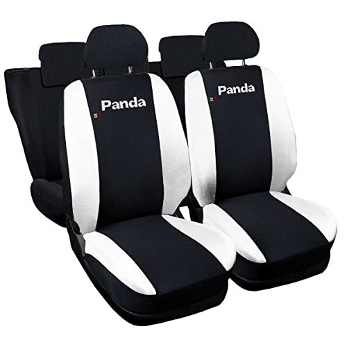 Lupex Shop Panda.3s_N.Bi-6040 Autositzbezüge, kompatibel mit Panda Terra Serie (Modell 319), Version 60e40, Schwarz, Weiß, Set für Vorder- und Rücksitze, Airbag, Innenzubehör