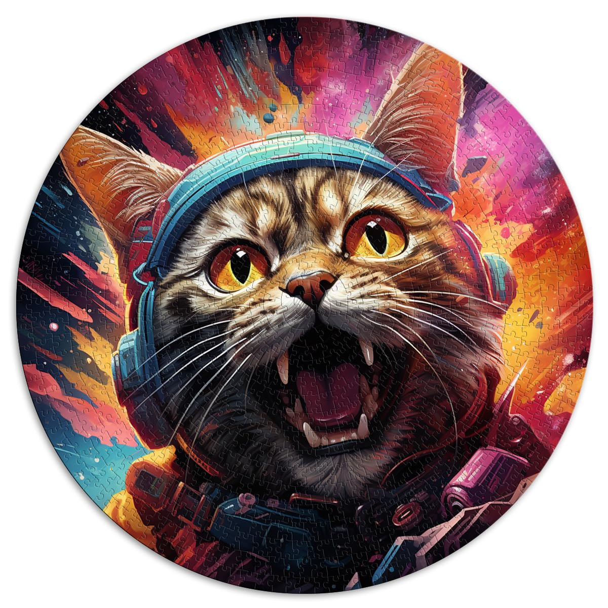 Puzzles für Space Cat, bunt, 1000 Teile, 26,5 x 26,5 Zoll, Spielspielzeug für Familienpuzzles, Geschenk für anspruchsvolles Puzzlespiel und Familienspiel