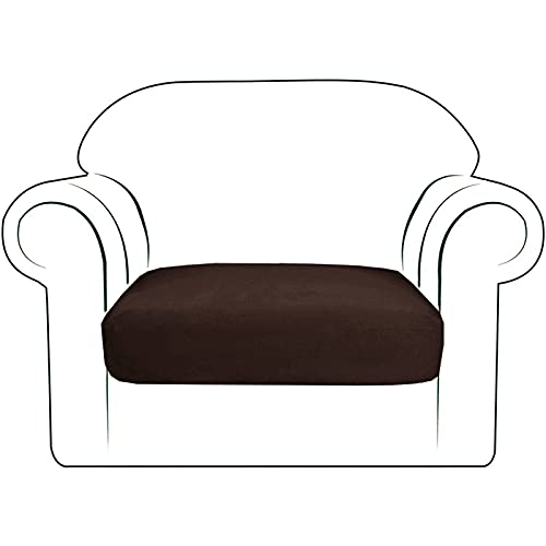 JHLD Stretch Sofa Sitzkissenbezug, Wildleder Sitzkissenschutz Elastische Sofa-Sitzkissenbezüge Sofa-Sitzkissenbezug Für Stühle, Sofas-Leichter Kaffee-1 Sitzer