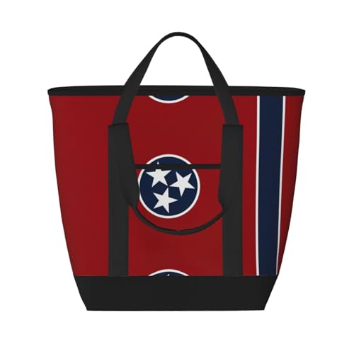 YQxwJL Isolierte Kühltasche mit Tennessee-Flagge, großes Fassungsvermögen, Einkaufstasche, Reisetasche, Strand, wiederverwendbare Einkaufstasche für Erwachsene, Schwarz, Einheitsgröße