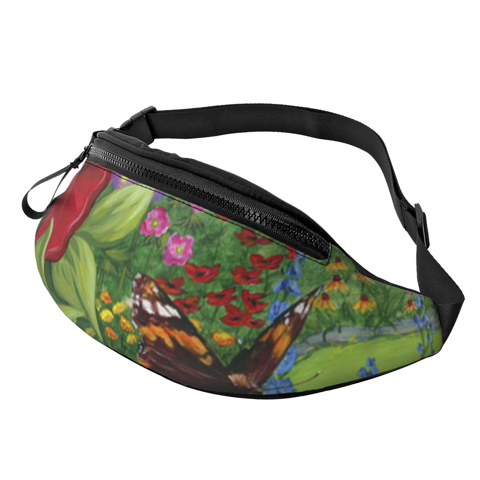 HSJFS Country Farm bedruckte modische Hüfttasche, verstellbare Hüfttasche, lässige Brusttasche, Vogel Schmetterling Blume, Einheitsgröße