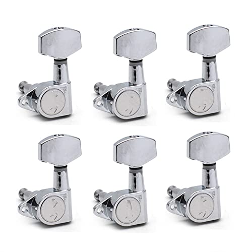 ALFAAL Gitarre Versiegelt Big Square Peg Tuning Pegs Tuner Machine Köpfe Gerade Bein Für Akustische E-Gitarren-Gitarren-Gitarren-Teile (Color : Chrome 6L)