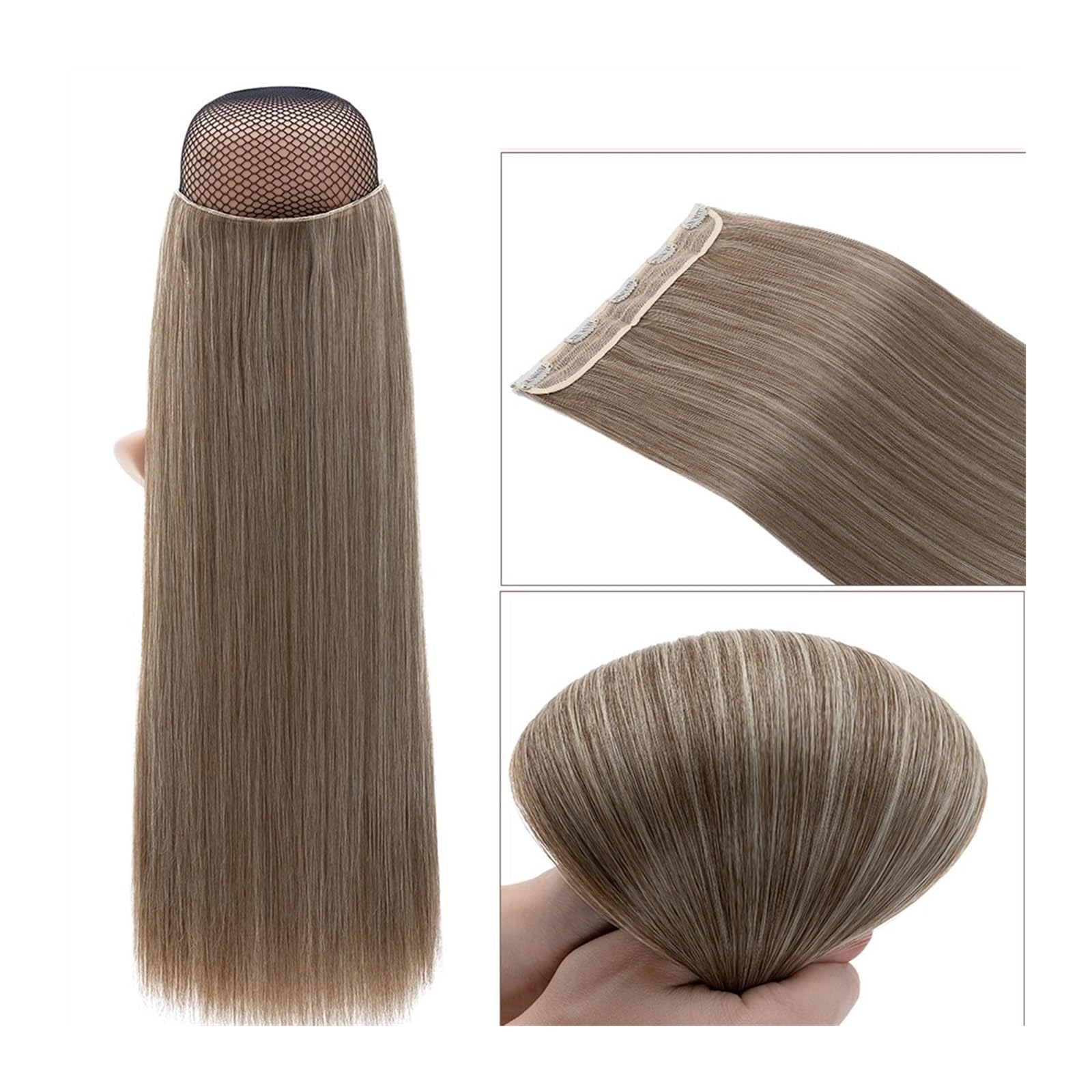 Clip-in-Haarverlängerungen Synthetische Haarverlängerung, 66 cm, hellblond, Clip-in-Haarverlängerung, langes, glattes, natürliches Ombre-Blond-Haarteil for Frauen Clip-in-Haarverlängerungen aus Echtha