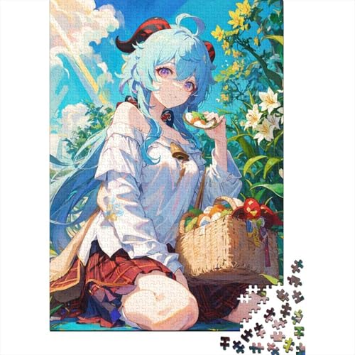 Genshin Impact Ganyu Holzpuzzle für Erwachsene und Teenager. Erwachsenenpuzzle 1000 Teile ganze Familie und die (Größe 75x50cm)