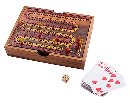 Engelhart – Cribbage aus Holz in Einer Schachtel mit Karten – Brettspiel für mindestens 2 Spieler ab 8 Jahren – 16,7 x 22,2 x 4,3 cm