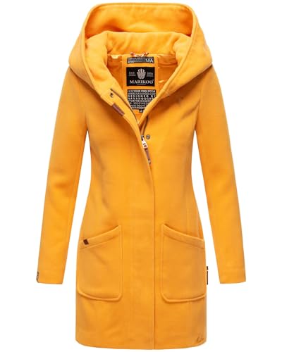 MARIKOO Damen Mantel Trenchcoat Wintermantel Übergangs Jacke Parka Lang B819 [B819-Maik-Gelb-Gr.S]