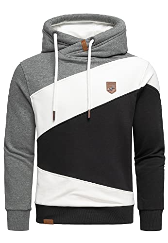 Amaci&Sons Herren Basic Kapuzenpullover Sweatjacke Pullover Hoodie Sweatshirt 4065 Anthrazit/Weiß/Schwarz M