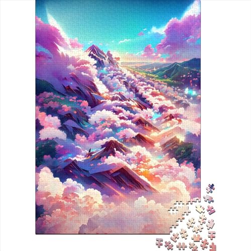 Cloudy Mountain Holzpuzzle für Erwachsene, Puzzlespielzeug, schwierige, anspruchsvolle Puzzles, 1000 Teile, Familienspiele, Weihnachts- und Geburtstagsgeschenke, 75 x 50 cm