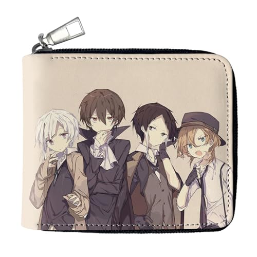 RYNDEX Bun-go STR-ay Dogs Geldtasche Anime, Spaß Süß Kawaii Kartenetui mit Münzfach, Kindergeldbörse für Ausweis Banknote Münze Foto(Color:Multicolor 10)