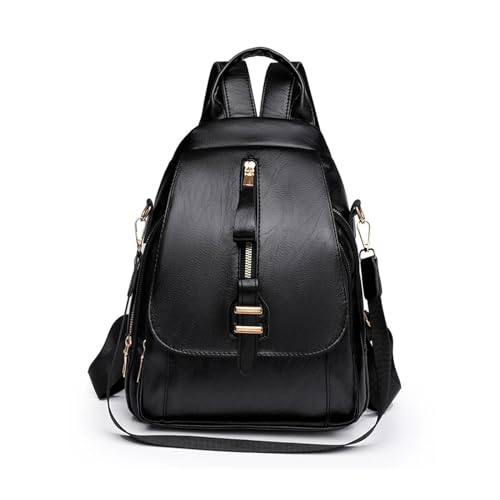 NICHANGHUA Rucksäcke Frauen Einfarbig Casual Reisetaschen Große Kapazität Schule Schulter Tasche for Mädchen (Color : Black, Size : 13 inches)