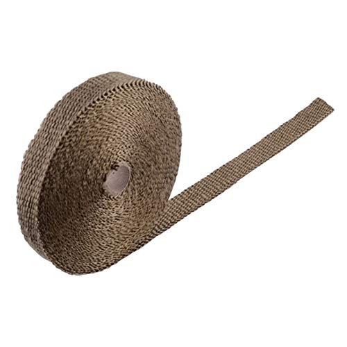 Skdvy Auspuffband HitzebestäNdig 5m / 10m Motorrad Auspuff Header Rohr Wärme Wickelband Fiberglas Hitzeschild Wärmeschutz Auspuffrohr Insulat Schwarz Weiß(Tan 10M)