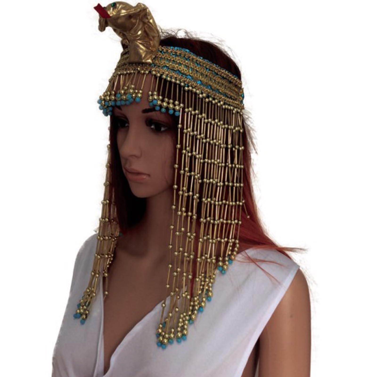 MEELYHOME Zartes Haarband, Cosplay, Stirnbänder für Halloween, Cosplay, Königin von Ägypten, goldene Perlen, Halloween, Kopfbedeckung, ägyptische Stirnbänder für Damen