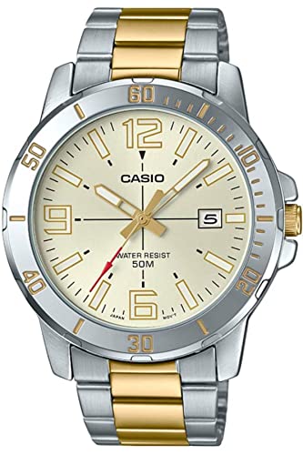 Casio MTP-VD01SG-9BV Men's Enticer Two Tone Stainless Steel Gold Dial Casual Analog Sporty Watch