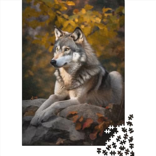 Puzzle 1000 Teile Wilder Wolf Holzbrettpuzzle Familienunterhaltungsspielzeug (Größe 75 x 50 cm)