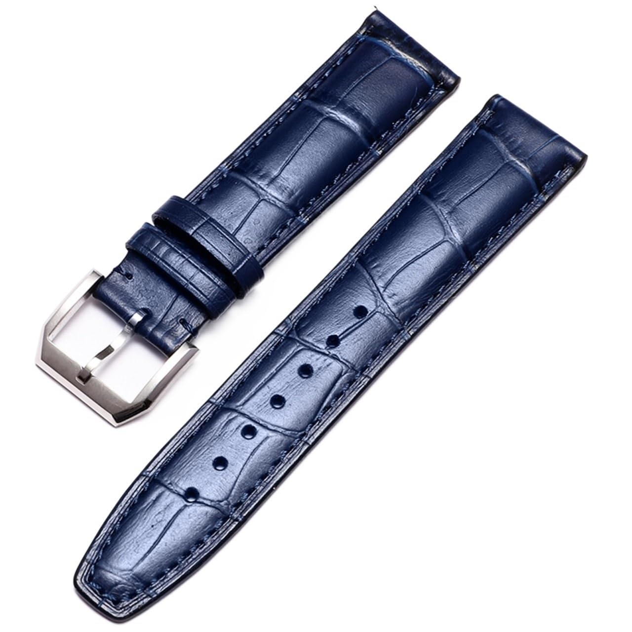 SCRUBY Beobachten Sie Armband für IWC Pilot Watches Portofino Portugieser Männer Strap Watch Accessorie Real Leder Uhren Band Uhrengürtelkette(Blue-Silver Clasp1,20mm)