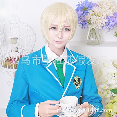 LINLINCD-Wig Anime Cosplay Cosplay Idol Traumopfer Tianxiang Yingzhi Gold Seitenfransen COS Anime kurzes glattes Haarset