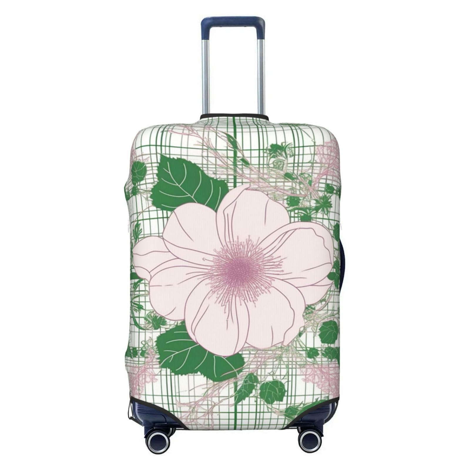 CSGJMYGS Reisegepäckabdeckung, elastisch, waschbar, modisch, kratzfest, große grüne Blumen, Koffer-Schutz, passend für 45,7 - 81,3 cm Gepäck, Schwarz , XL