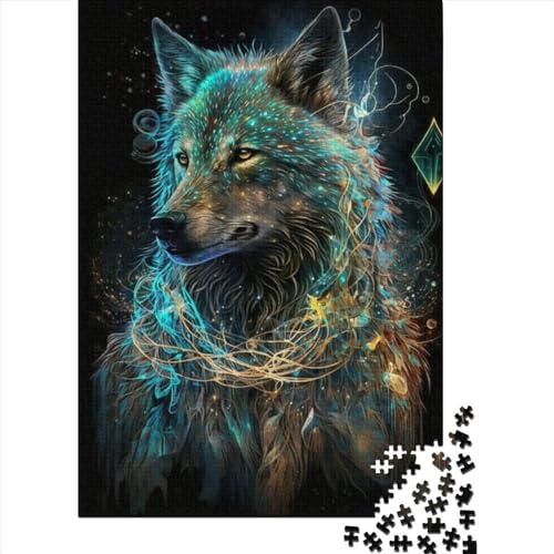 Fantasy Strange Wolf Holzpuzzle für Erwachsene, Puzzle 1000 Teile, Puzzle für Erwachsene, Teenager, Puzzle für Erwachsene, Lernspiel, Herausforderungsspielzeug (Größe 29,53 x 19,69 Zoll)