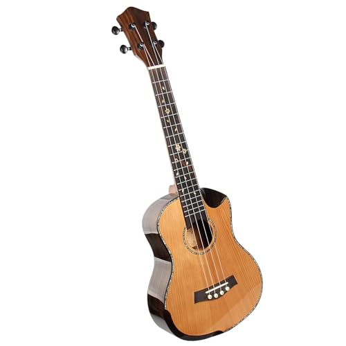 24/26 Zoll 4-saitige Ukulele, Rote Kiefer, Palisanderfurnier, Semi-cutaway, Tonnenförmige Ukulele, Kleine Gitarre Ukulele Einsteiger Kit (Color : 24 inch)