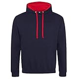 Just Hoods Varsity Kapuzenpullover XXXL New French Navy/Fire Red