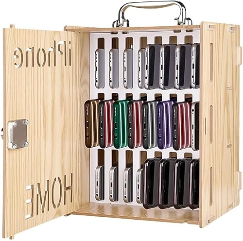 Handy-Aufbewahrungsbox, 24/36 Steckplätze, Desktop-Handy-Schrank-Organizer für Lehrer, Klassenzimmer, Schule, Büro, Fabrik, Bürowand, Holz, 24