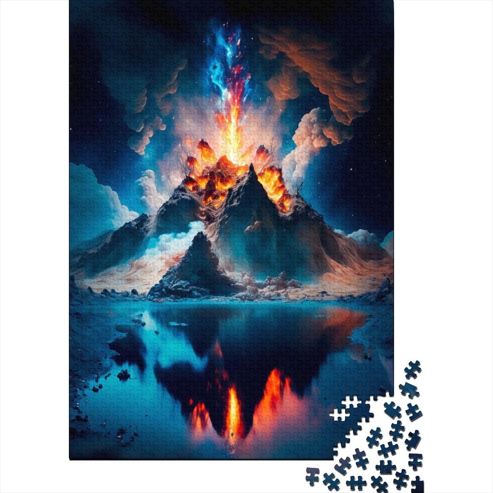 Kosmische Eruption-Puzzles für Erwachsene, 500-teiliges Holzpuzzle für Erwachsene und Teenager, ganze Familie und die (Größe: 52 x 38 cm)