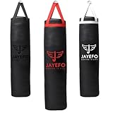 Jayefo Punch Bag Boxtraining – Hängender Boxsack für Boxen, Karate, Muay Thai, Kickboxen, MMA, Boxsack-Halterung für Training zu Hause, Schwerer Boxsack 70 bis 100 lbs | Ungefüllt 4 Fuß (Weiß)