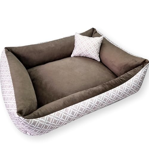 4L Textil Hundebett OTTO Boho Design Hundekissen Etno Hundekorb für mittelgroße und grosse Hunde Hundekörbchen Haustierbett Schlafplatz Hundekissen Katzenbett Katzenkorb Comfy Calming Pet Bed Waschbar Robust (100x80 cm, Boho 03)