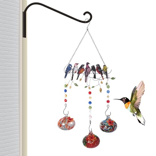 Vogelfutterspender für den Außenbereich, Glas, Kolibri-Futterstation mit Aufhänger, Aufhängungsdesign, Vogelfutterwerkzeug für Garten, , Hof, Terrasse, Rasen