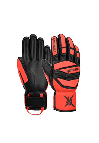 Reusch Unisex Fingerhandschuhe Worldcup Warrior DH warm, wasserdicht, stark atmungsaktiv 7809 black/fluo red, 9