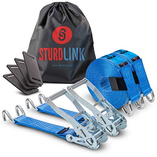 Sturdlink x2 Zurrgurt mit Ratsche und Haken Breite 50mm Länge 9m, LC 2500 daN / 5000 daN, STF 350 daN Für Transport, Anhänger, LKW, Profiqualität