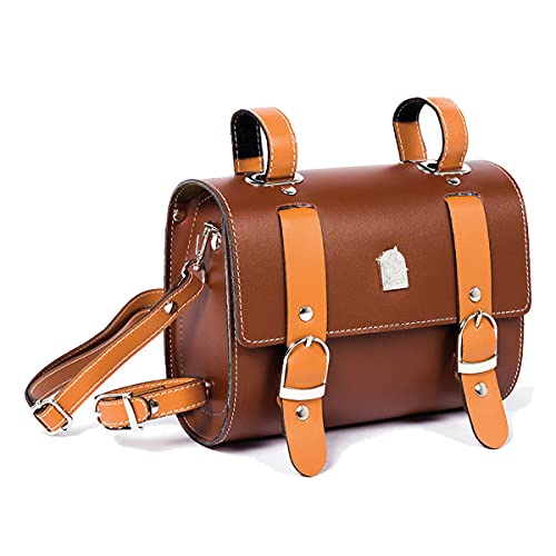 TentHome Retro Fahrradtasche Satteltasche Leder PU Lenkertasche Rahmentasche Werkzeugtasche für Gepäckträger Fahrradgepäcktasche Vintage Sattel Vorne Hinten Braun Radfahren Zubehör