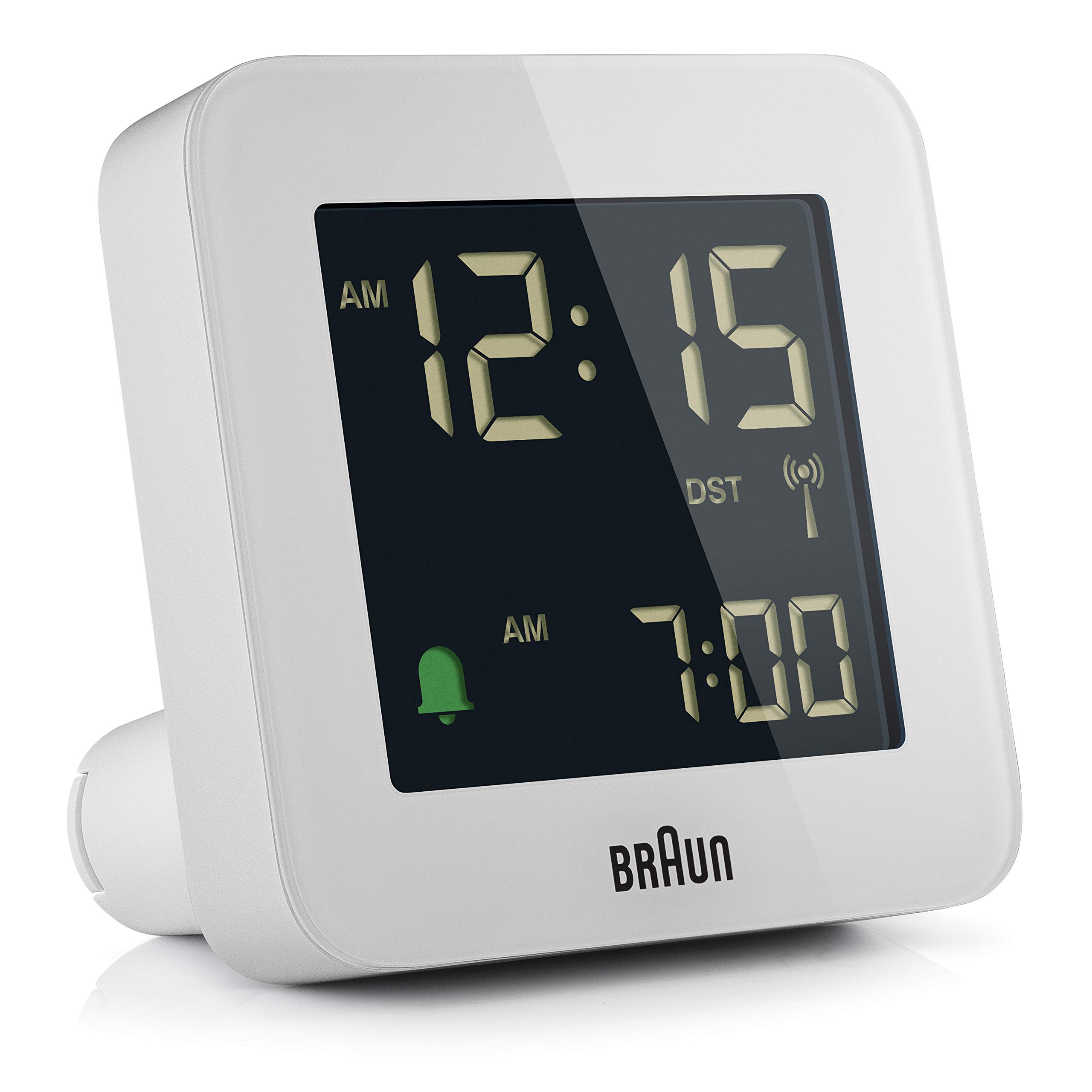 Braun Digitaler Funkwecker Mitteleuropäische Zeitzone (MEZ) mit Schlummerfunktion, Negatives LC-Display, Schnelleinstellfunktion, Crescendo-Alarm in Weiß, Modell BC09W-DCF.